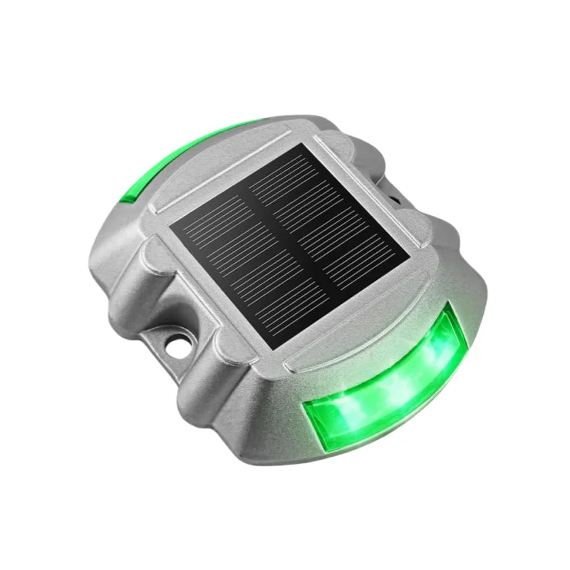 Solar Deck Lights Driveway Dock Lights, 2-Pack Led IP67 Waterproof Outdoor Warning Step Lights for Driveway Sidewalk Garden Path