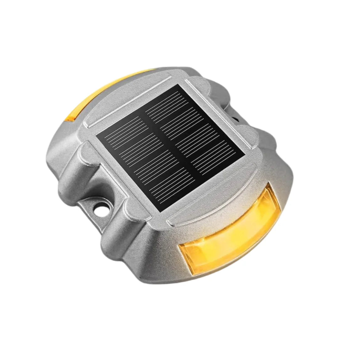 Solar Deck Lights Driveway Dock Lights, 2-Pack Led IP67 Waterproof Outdoor Warning Step Lights for Driveway Sidewalk Garden Path
