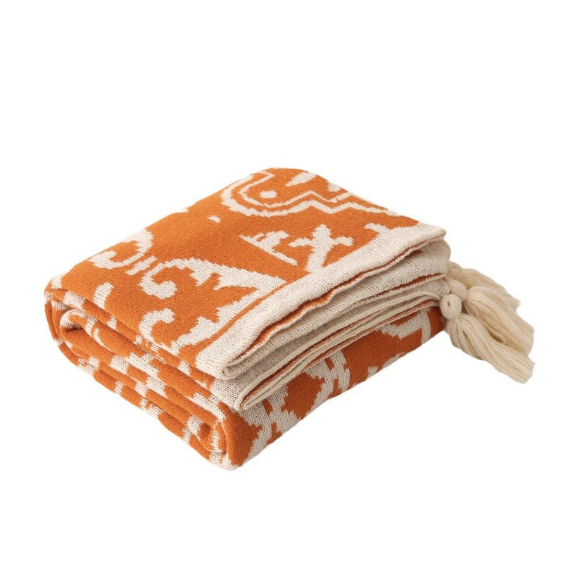Bohemian Sofa Throw Blanket - Orange