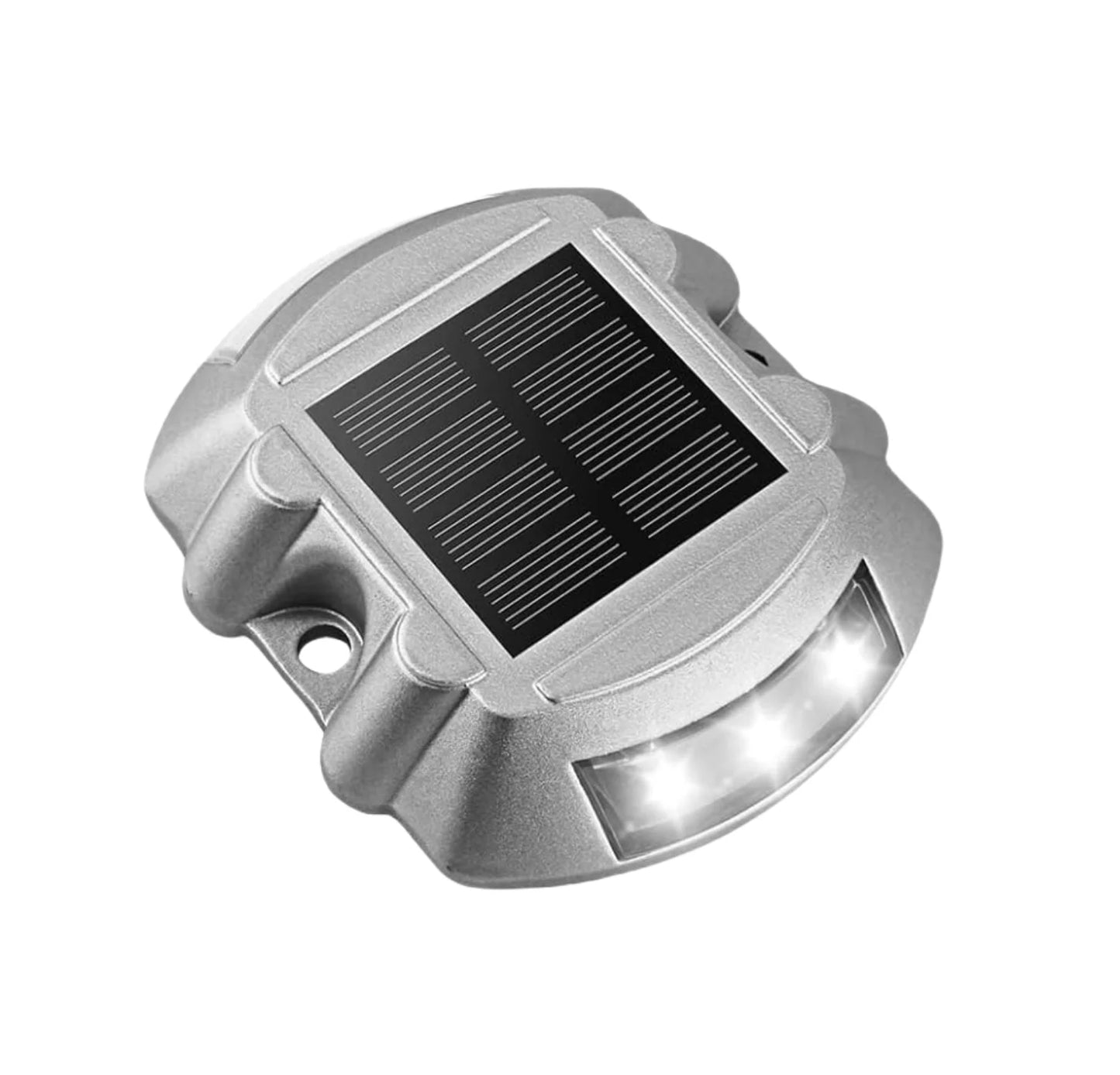 Solar Deck Lights Driveway Dock Lights, 2-Pack Led IP67 Waterproof Outdoor Warning Step Lights for Driveway Sidewalk Garden Path