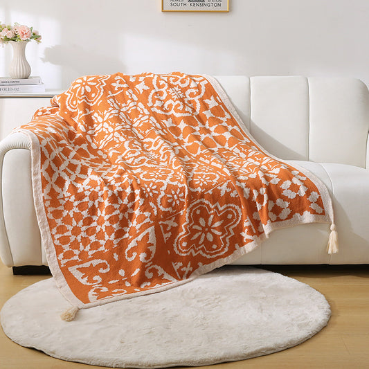Bohemian Sofa Throw Blanket - Orange
