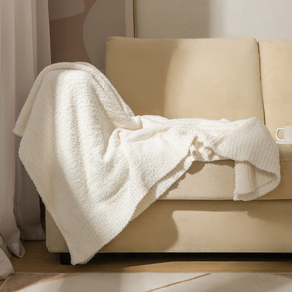 Beige Solid Color Knitted Blanket