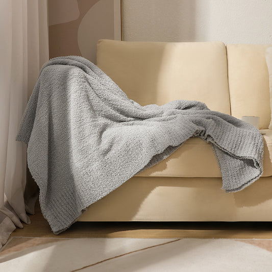 Light Grey Solid Color Knitted Blanket