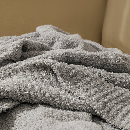 Light Grey Solid Color Knitted Blanket
