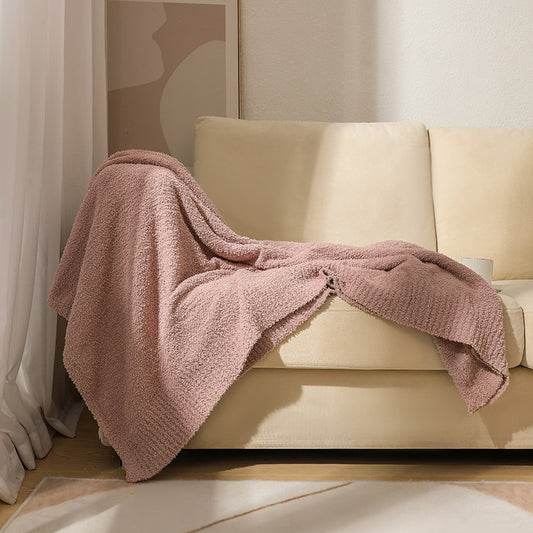 Pink Solid Color Knitted Blanket
